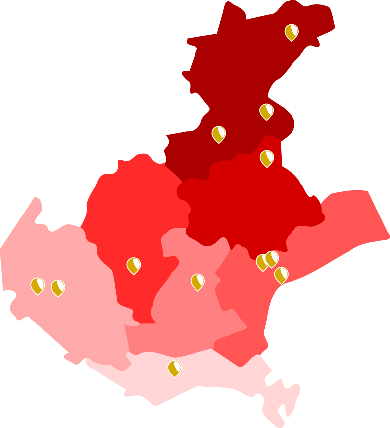 Mappa delle cooperative associate del Consorzio in Veneto